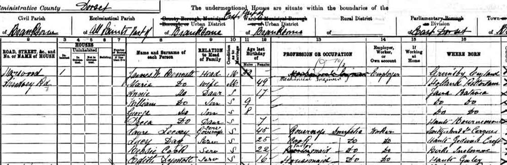 1901 census Bennett